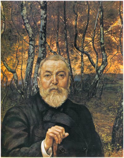 Autoritratto davanti a un legno di betulla da Hans Thoma